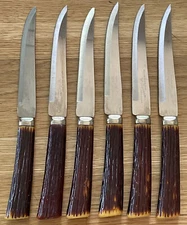 (6) W Richardson Bakelite Stainless Forever Sharp Steak Knives Sheffield England