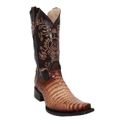The Western Shops Men's Genuine Leather Pointed Square Toe Crocodile Alligator P