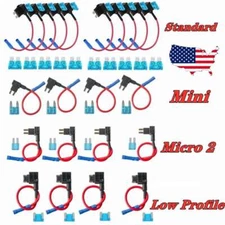 Standard Micro2 Mini Low-Profile Fuse Tap Add-A-Circuit Blade Adapter +15A Fuses