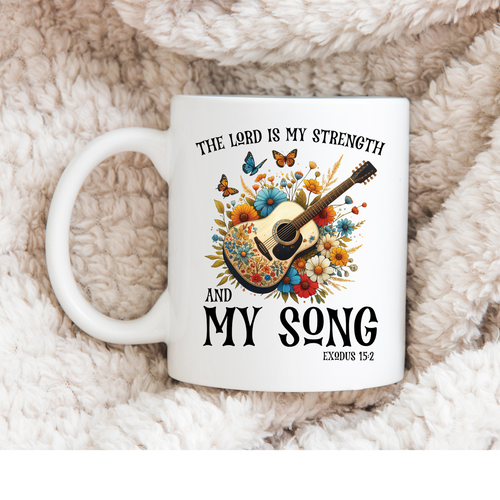 Christian Faith Mug Guitar Jesus Lord is Strength Song Bible Verse Coffee Cup - 第 2/7 張圖片