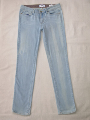 Paige Skyline Ankle Peg Jeans Women Size 27 Light Blue Distressed+Stretch L29.5