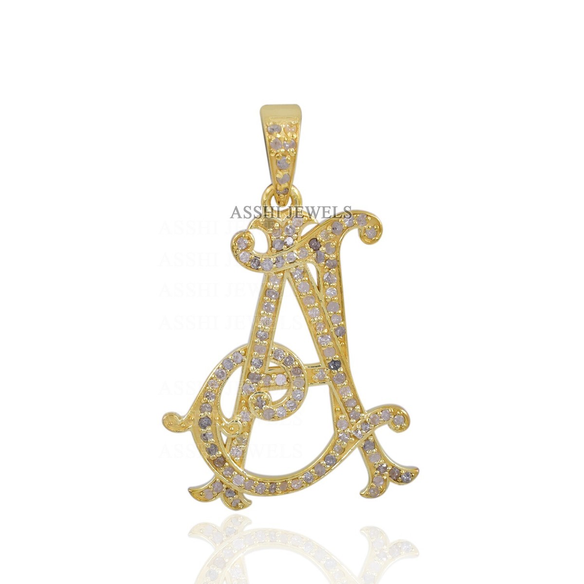 14K Yellow Gold Plated Monogram, Diamond AJ-JA Letter Monogram Pendant  Jewelry