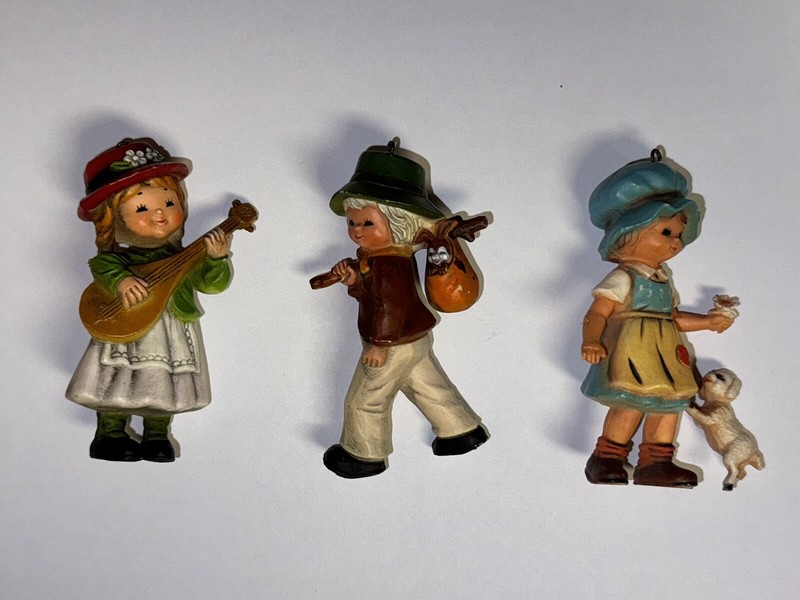 Vintage Bradford Little Girls And Boy Christmas Ornaments!  Beautiful Condition!