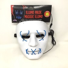 Illumo Mask White Blue Light Up Adult Hard Pl...