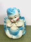 Vtg Hull Baby Planter Blue Pottery 92-USA Air Plant Vessel Nursery Caddy Gift