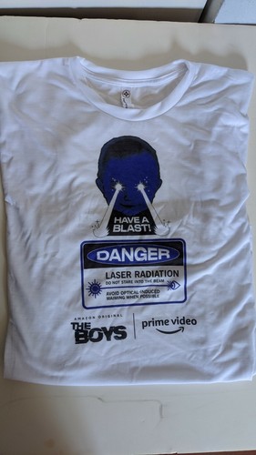 T-shirt The Boys Amazon Virtual Con SDCC 2020 – XL, Blanc Avec Logos, Neuf Sans étiquette
