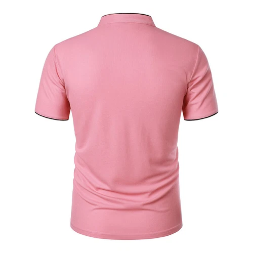 Men Grandad Collar T Shirt Fashion Casual Slim Fit T-Shirt Short Sleeve Top Tees - Picture 12 of 27