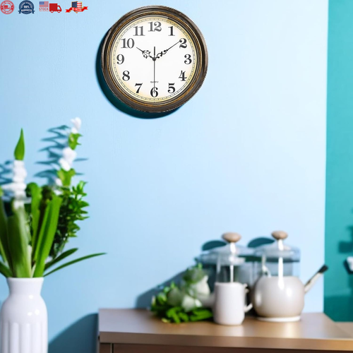 Wall Clock Battery Operated Silent Non-Ticking Vintage Wall Clocks for Kitchen, - Picture 8 of 8