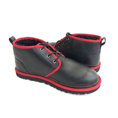 UGG MEN NEUMEL LEATHER BLACK / SAMBA RED SHEARLING SHOE US  display picture 2