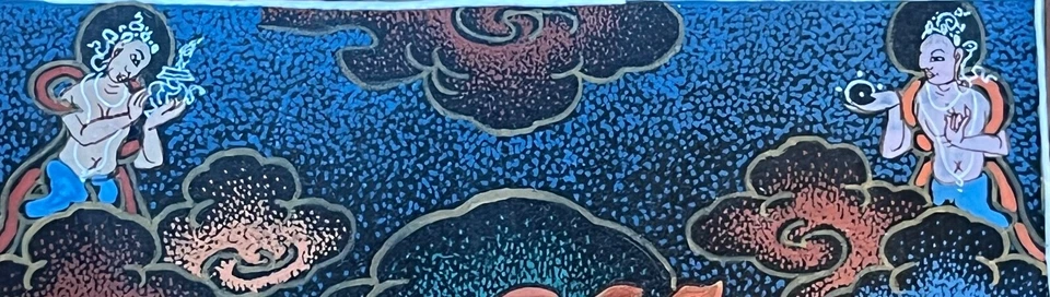 Thangka tibetano pintado en cuerno Yamantaka en unión padre-madre Foto 4 de 4