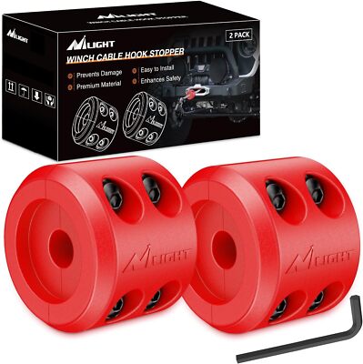 Nilight Winch Stopper for ATV UTV Truck SUV Winch Cable Hook Rubber Stopper