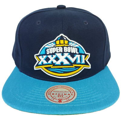 Super Bowl XXXVII Mitchell & Ness NFL Snapback Hat Cap 3D Logo Navy Cyan NWT