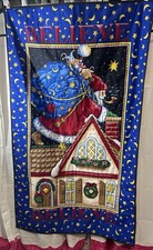Hand Quilted Wall Hanging Santa Roof Toys Christmas Believe Rod Pocket 34 x57