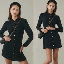 Reformation Hugh Mini Black Dress Size 12