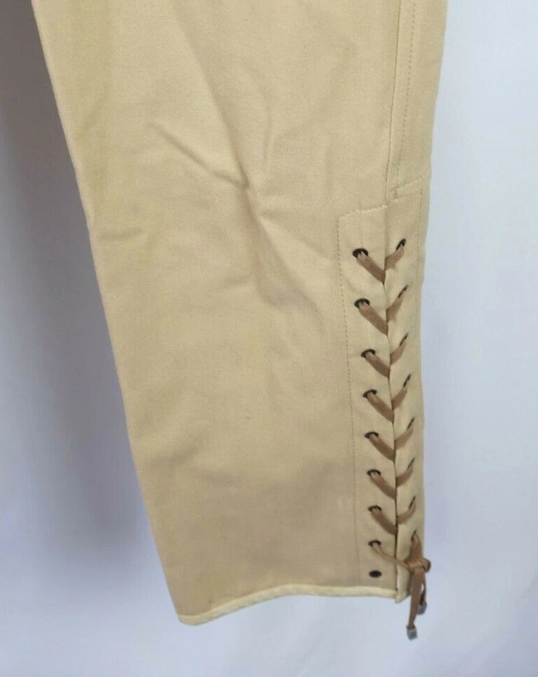 Pantalones Cortos Alemanes Strenesse Beige Algodón Tostado Talla 36 Con Cordones  Foto 3 de 4