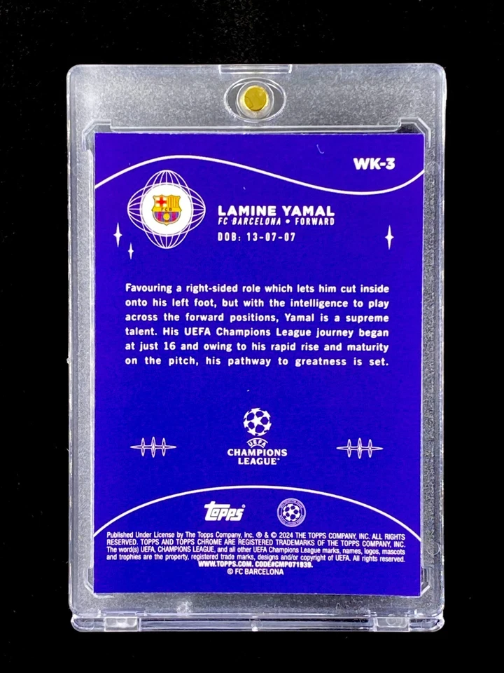 LAMINE YAMAL ROOKIE REFRACTOR CÓSMICO PÚRPURA PRIZM HOLO RC SP Inserto - BARCELONA Foto 3 de 4