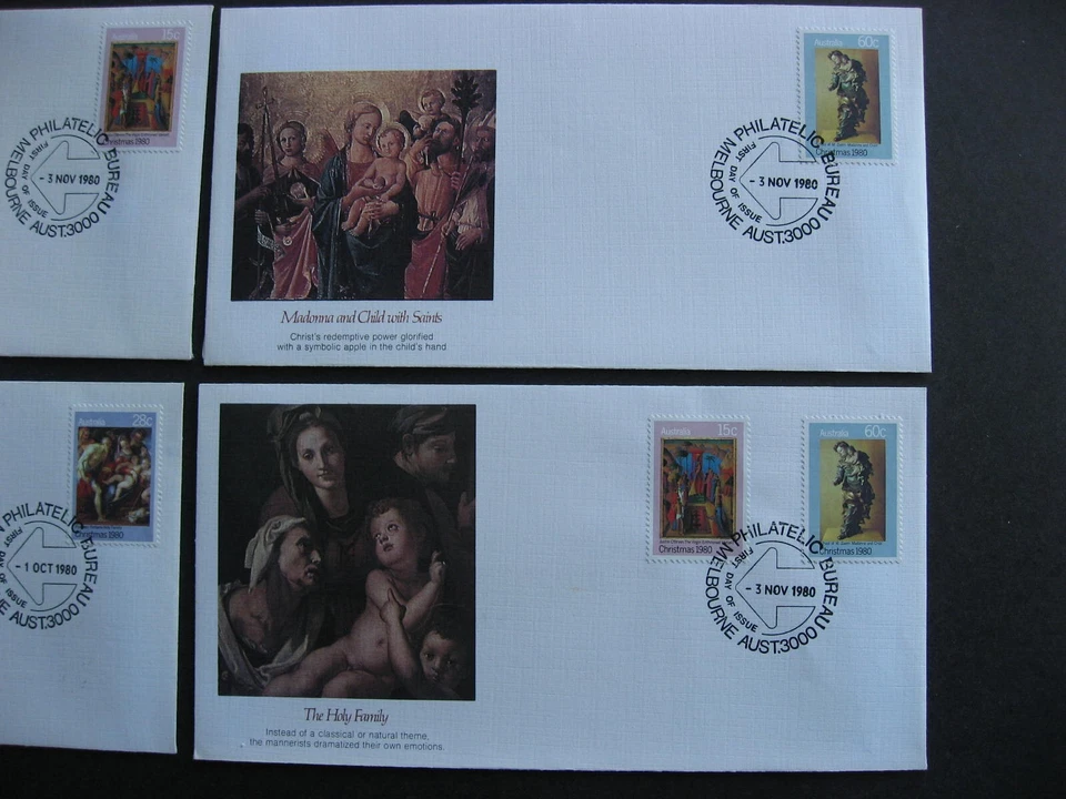 Australia Fleetwood FDC 1980 Christmas Sc 756-8 First Day Covers flaps ok - Image 3 of 4