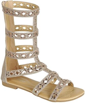 Women's New Knee High Strapy Winged Cage  Flat Gladiator Sandals Shoe Sz 5-10