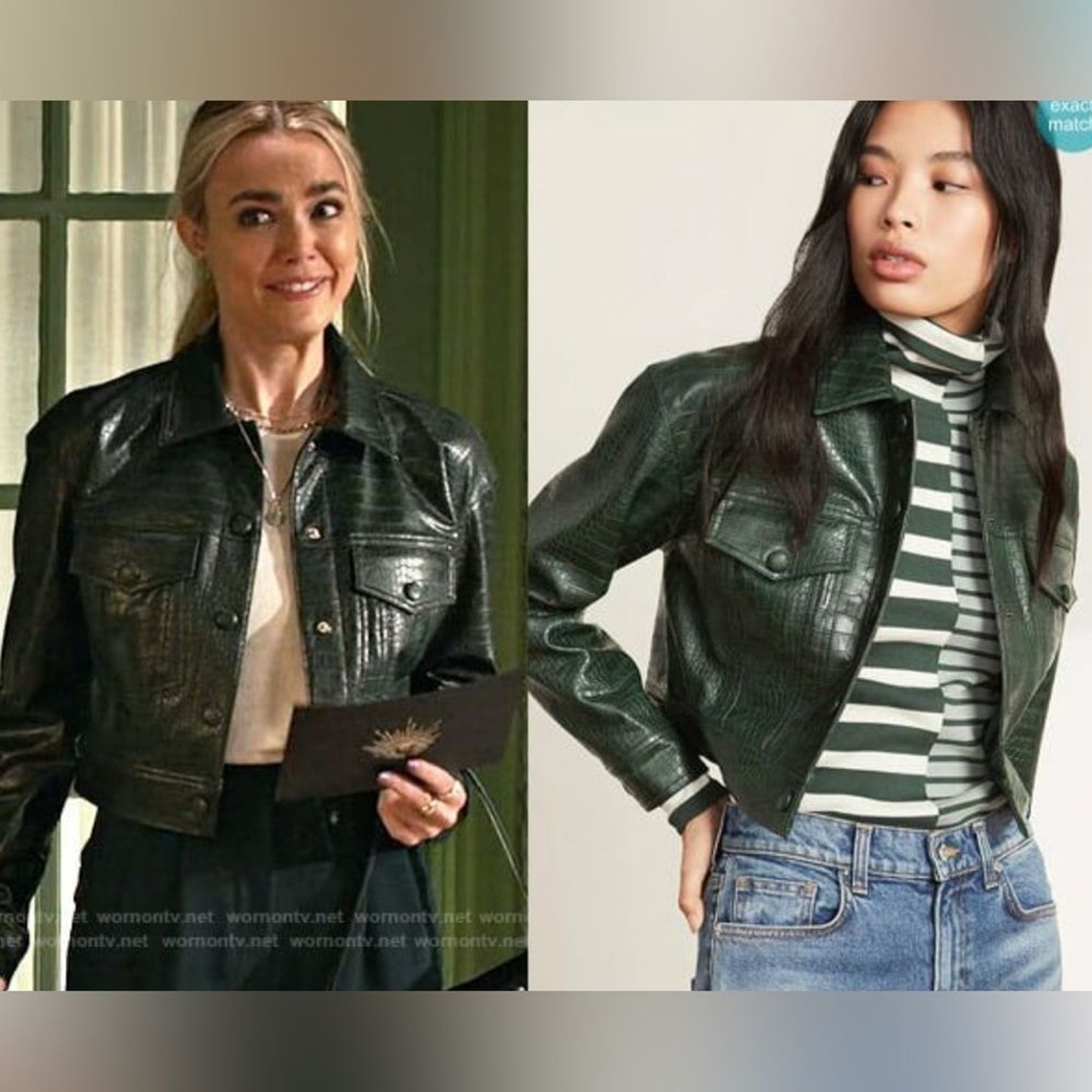 Veronica Beard Hendrix croc embossed faux leather Jacket US4 S