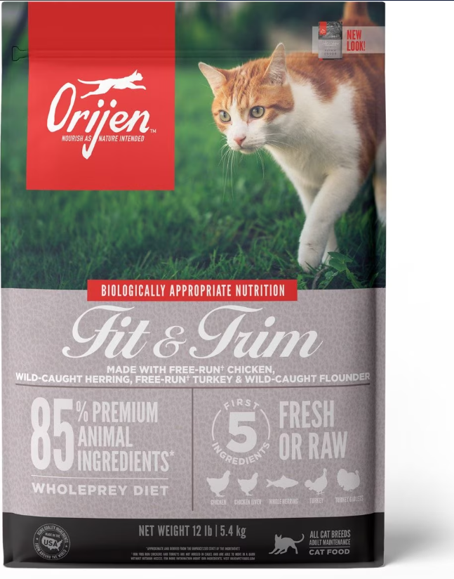 ORIJEN Fit Trim Grain-Free Dry Cat Food, 12-lb bag
