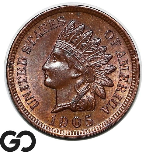 1905 Indian Head Cent Penny, Some Red, Superb Gem BU++