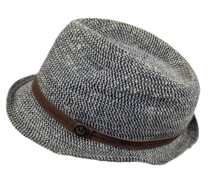 Sombrero bajo Goorin Bros azul cáñamo algodón Trilby Fedora para hombre pequeño azul marino blanco Foto 4 de 4