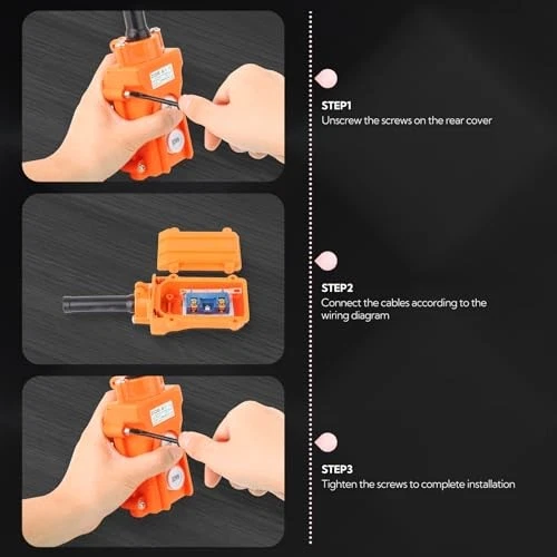 5Pcs COB61-Up-Down Crane Push Button Switch Orange Pendant Control Station Rubbe Foto 4 de 4