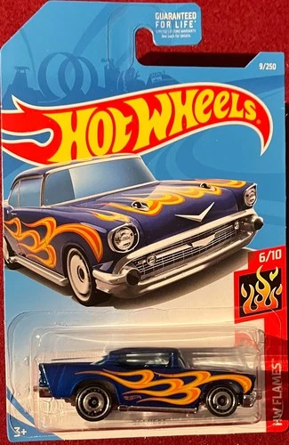 HOT WHEELS FLAMES '57 CHEVY BLUE W/FLAMES 9/250. SEE COMBINED OFFERS