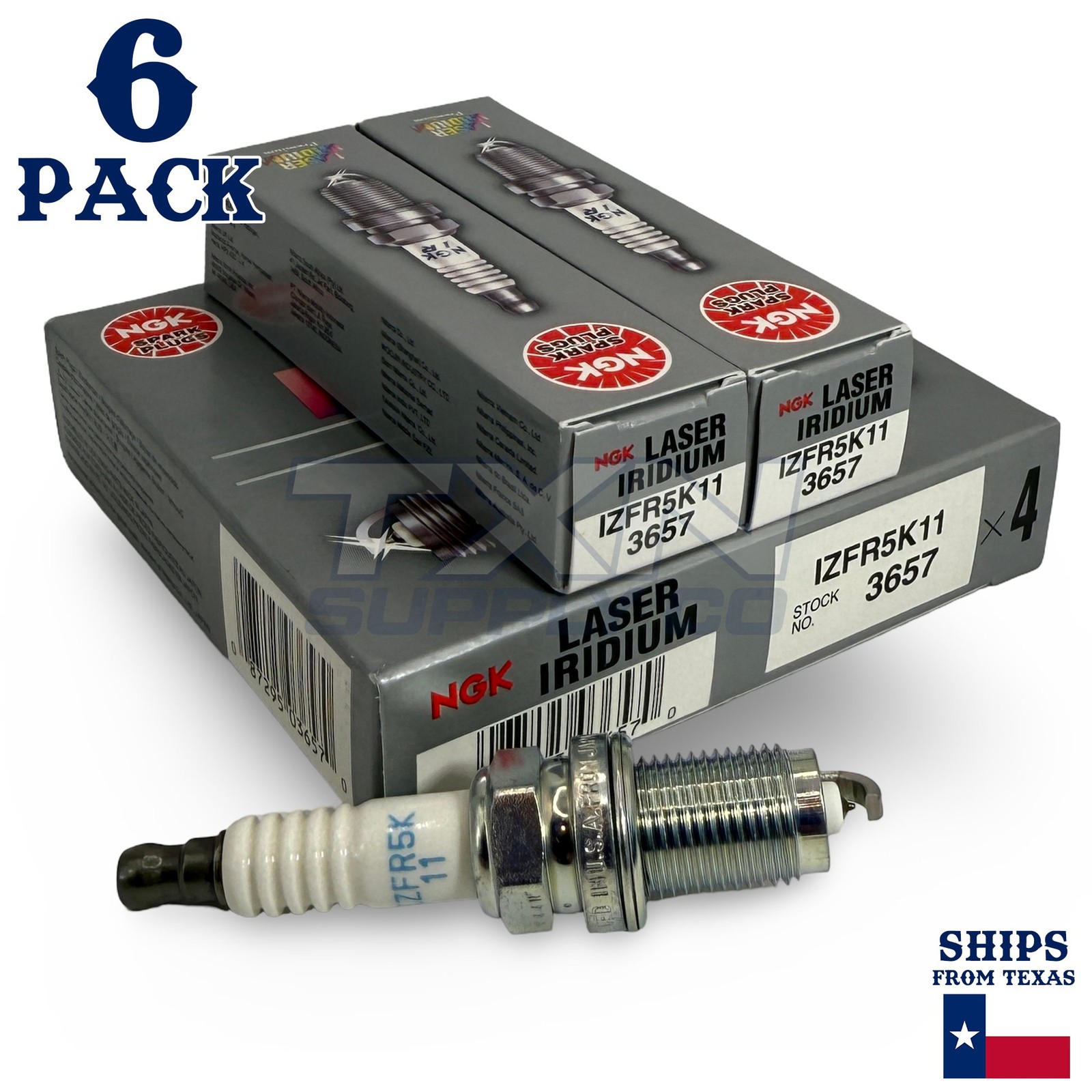 6 Pack NGK 3657 Laser Iridium Spark Plugs IZFR5K11