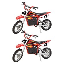 Razor MX500 Dirt Rocket 36V Electric Toy Motocross Dirt Bike, Red 2 Pack 