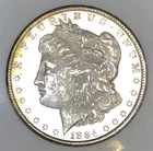 1884 CC MORGAN DOLLAR! GEM BU+++! PROOF LIKE! RAINBOW RIMMED! INSANE! NR #K2859