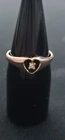 Vintage 18K HGE Yellow Gold Tone Heart Accent Ring Size 6 Costume Jewelry