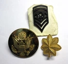 Job Lot of WW2 US MILITARY CAP, LAPEL BADGES x3, Oak leaf