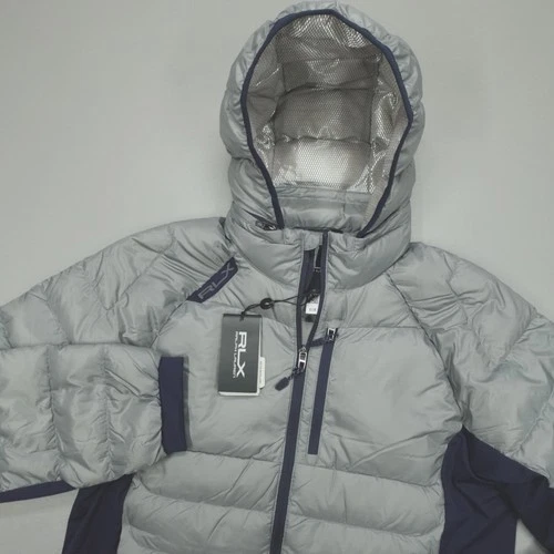 RLX Ralph Lauren Hybrid Ultra-Light Hooded Down Jacket Men's Size XL Grey $398 - product listing photo