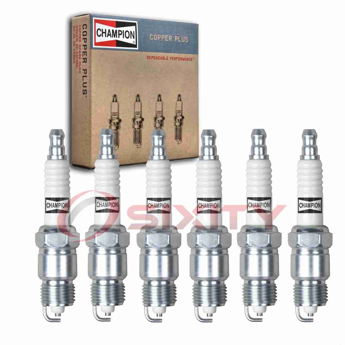 6 pc Champion Copper Plus Spark Plugs for 1981-1987 Dodge B250 3.7L L6 hm