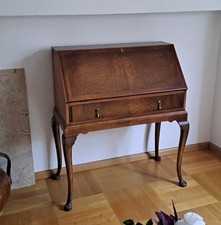 Zierlicher Damensekretär mit Stuhl antik Louis Philippe Nußbaum, Sekretär