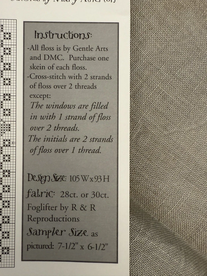 Blackbird Designs EVENING SHADES THE GARDEN Cross Stitch Pattern No 3 & Fabric - Image 3 of 4