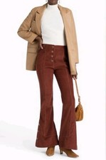 Farm Rio Pants Brown Corduroy Flare Button Fly Retro Boho Size XXS NEW