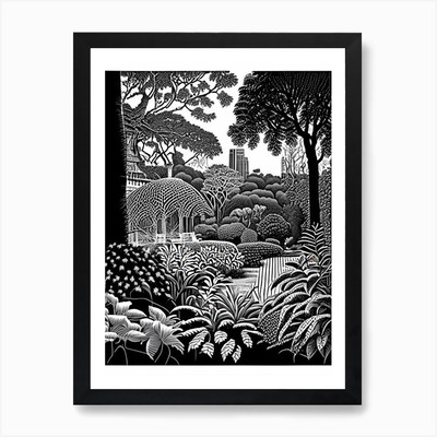 Brooklyn Botanic Garden, USA Linol gerahmtes Wandbild Poster Leinwanddruck Bild