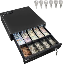16Inch Heavy Duty POS Cash Drawer with 5Bill/5Coin, Removable Coin Compartment,