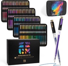 Retractable Glitter Gel Pens,72 Colors Large Capacity Multicolor Glitter Metalli