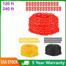 120 240 Ft Plastic Chain Links Safety Barrier Chains Rustproof w/25 50 Hooks