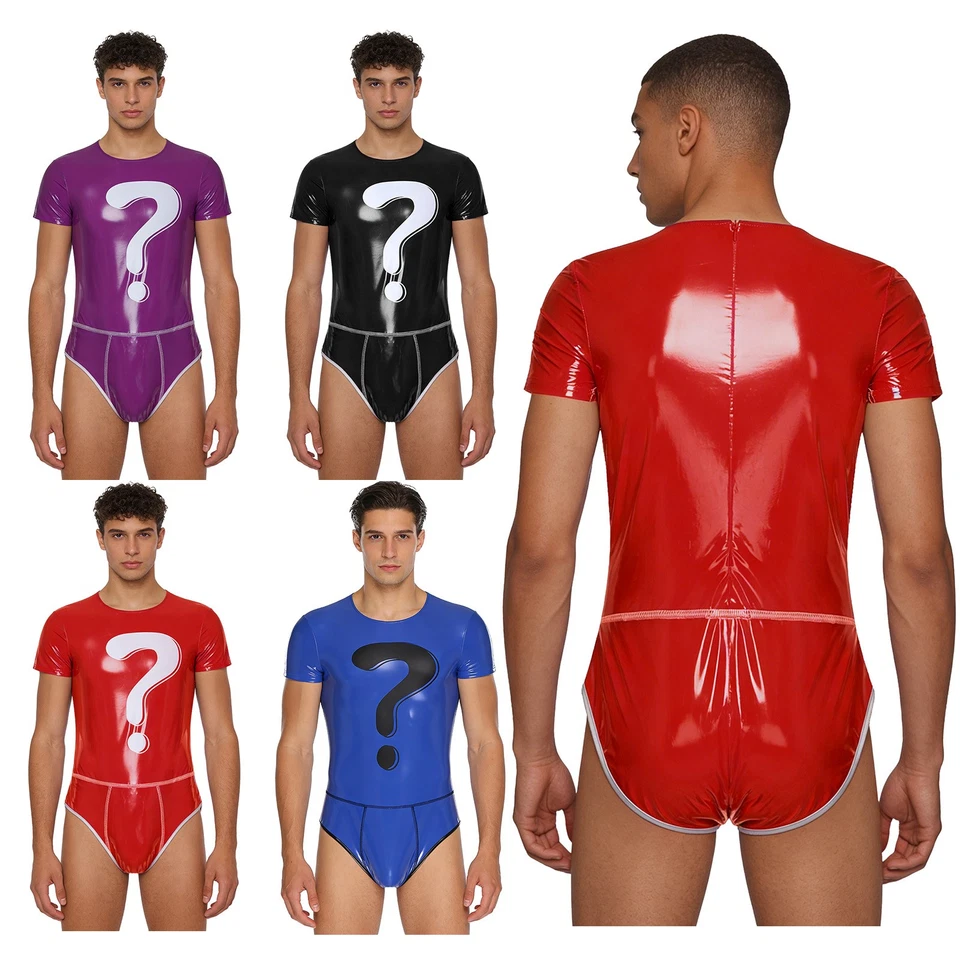 Männer Jumpsuit Dating-Abend Unitard Glänzend Body Flüssig Ein Stück Schlank - Bild 3 von 4