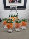 Vintage Anchor Hocking Set Orange Juice Carafe With Lid & 4 Glasses No Chips