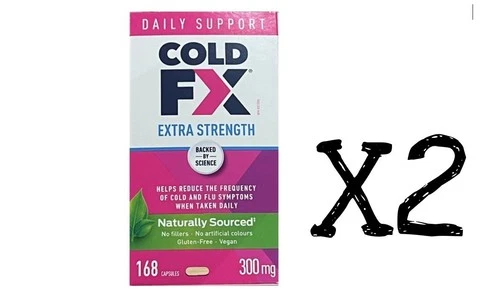 2x Cold-FX Extra Strength 168 Capsules 300mg Non Drowsy Natural Anti-Body