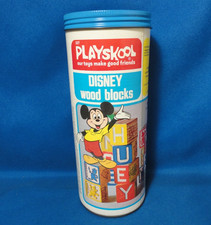 Vintage Playskool Disney Wood Blocks 16 Blocks 