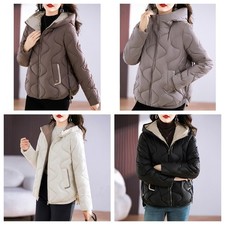 Women's Lightweight Hooded Jacket Solid Color Wavy Quilted for Cycling Outdoors