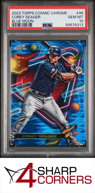 2023 TOPPS COSMIC CHROME BLUE MOON REFRACTOR #96 COREY SEAGER POP 5 PSA 10