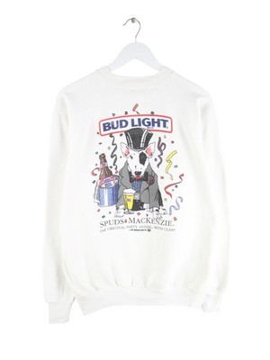 Vintage 1987 Bud Light Beer Mac Kenzie Print Sweatshirt Weiß XL Herren