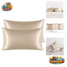 1800 Thread Count Satin King Pillowcases - Silky Soft 2 Pack Taupe Elegance